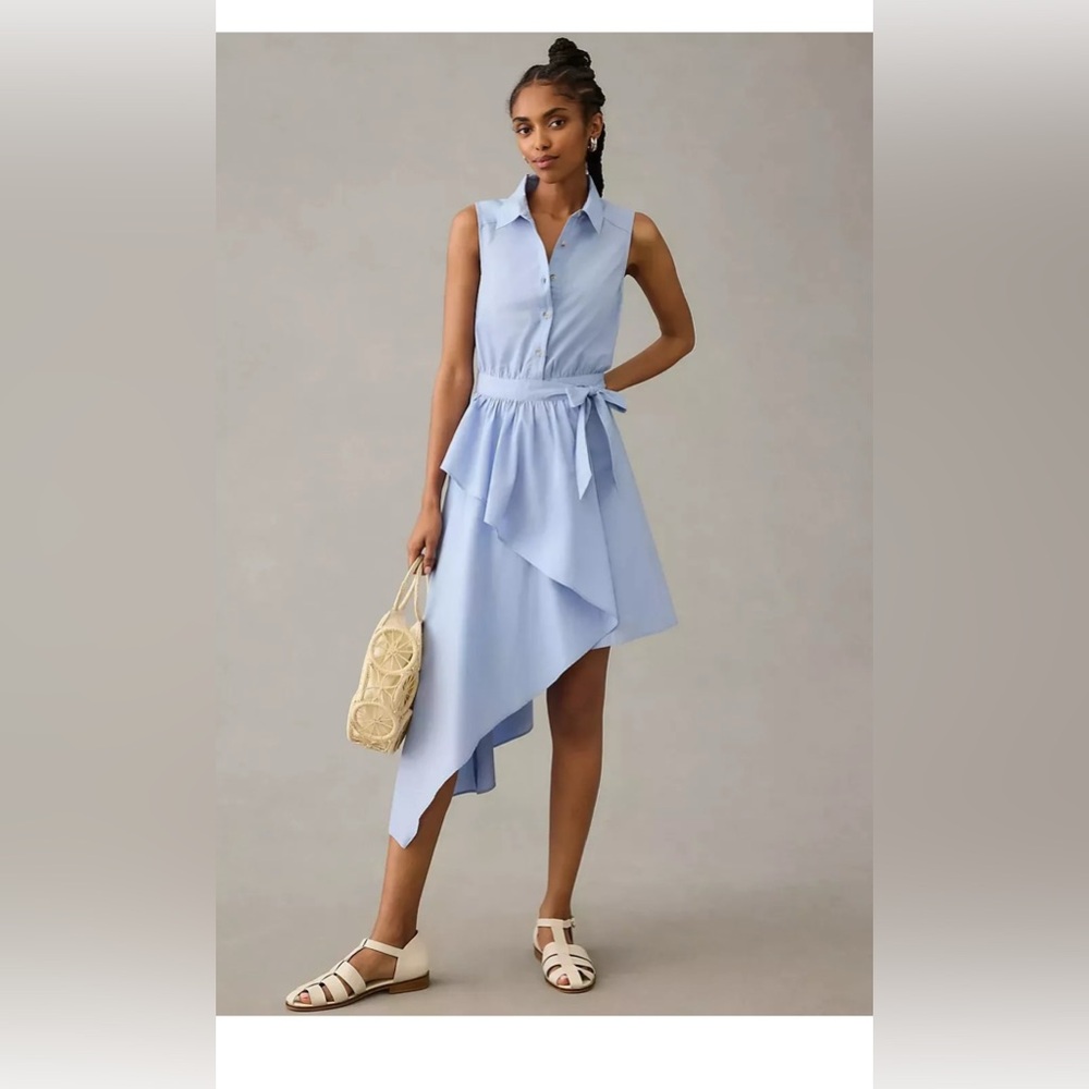 NWT Anthropologie Maeve Asymmetrical Sleeveless Shirt Dress plus size 24W $160